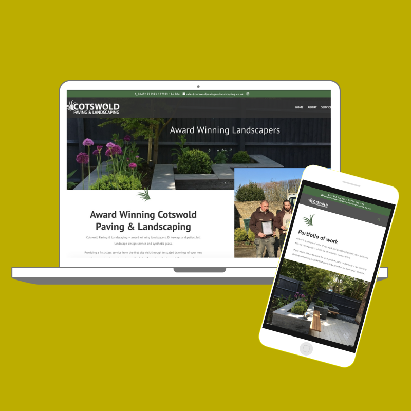 cotswold paving and landscaping client digital design website build